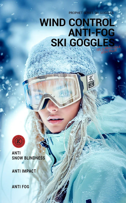 KAPVOE New Outdoor Photochromic Ski Goggles Winter Snow Sports for Unisex Snow Glasses UV400 Anti-fog Magnetic Snowboard Glasses