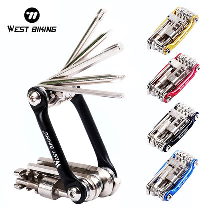 WEST BIKING 11 in 1 Bicycle Repair Tool  Multifunction Bicycle Repair Set  MTB Road Bike Repair Tools Kit  Wrench Screwdriver