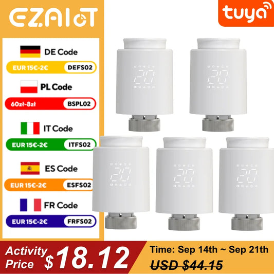 EZAIOT Tuya ZigBee Smart TRV Thermostatic Valve Thermostat Radiator Actuator Temperature Controller Voice Alexa Google Home Alic