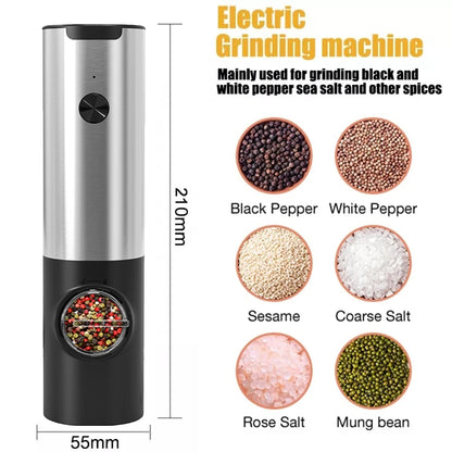 Rechargeable Electric Salt And Pepper Grinder Set With LED USB Charging Base Stainless Steel Automatic Spice Grinder Pepper Mill