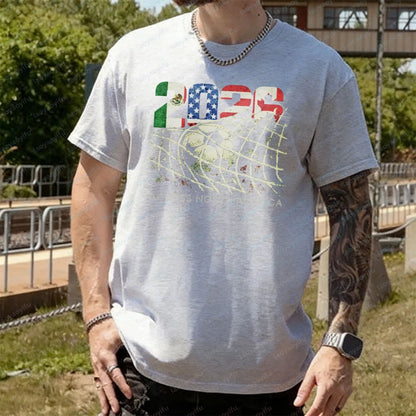 2026 North America Soccer T-Shirt World Football Fan Tee MX US CA Vintage Goal Net Graphic Cup Soccer Lover Gift Cotton Tops