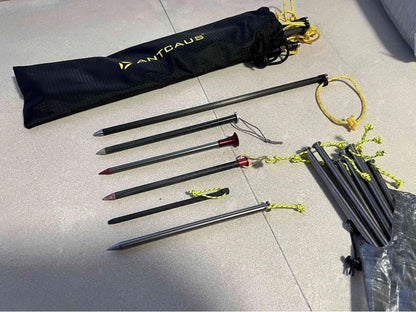 [HODR] Ultralight Camping Pegs Stakes Titanium/Carbon Fiber Pegs Hollow Rod Tent Pegs for Tarp Tent Hiking Camping