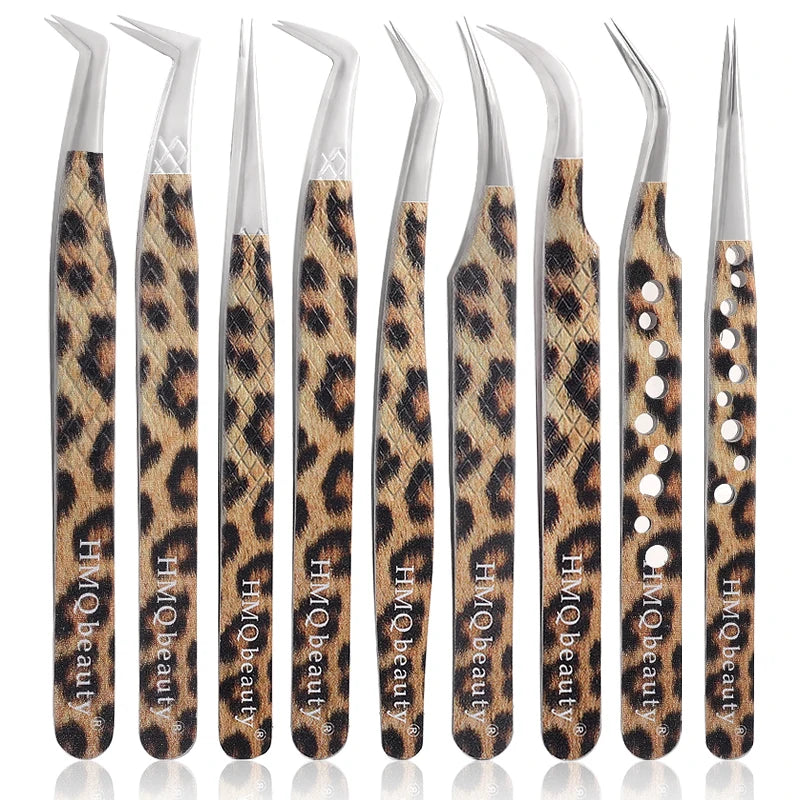 Leopard Eyelash Tweezers Stainless Steel High Quality Lash Tweezer For Lashes Extension Anti-Static 3D Accurate Clip Makeup Tool