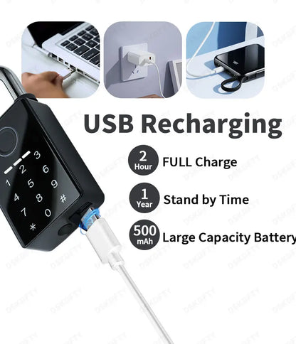 Tuya Password Bluetooth Padlock Touch Screen RFID IC Card Key Home Security Waterproof Cabinet Electronic Bag Luggage Padlock