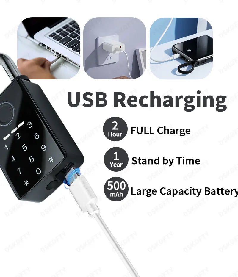 Tuya Password Bluetooth Padlock Touch Screen RFID IC Card Key Home Security Waterproof Cabinet Electronic Bag Luggage Padlock