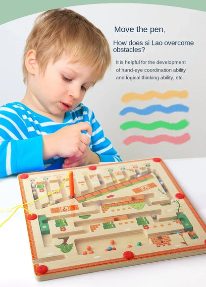 Wooden Magnetic Color and Number Maze Learning Education Toys Color Matching Montessori Toys Wooden Toys for Children Gift