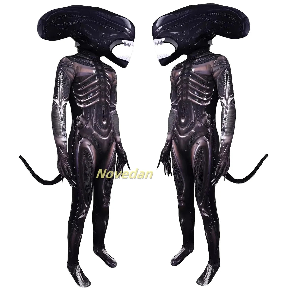 Alien Xenomorph Costume Kids Adult Sci-Fi Movie Romulus Head Mask Suit Scary Space Monster Outfit for Halloween Cosplay Costume