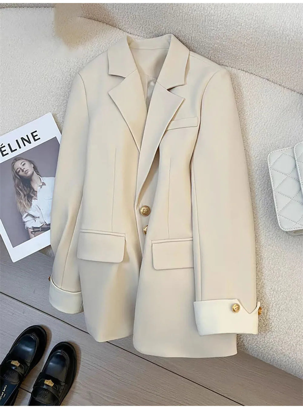Autumn Winter Office Lady Blazer Jacket Women 2024 Fashion Long Sleeve Coat Woman Blazers Feminino New In Outerwears Casual