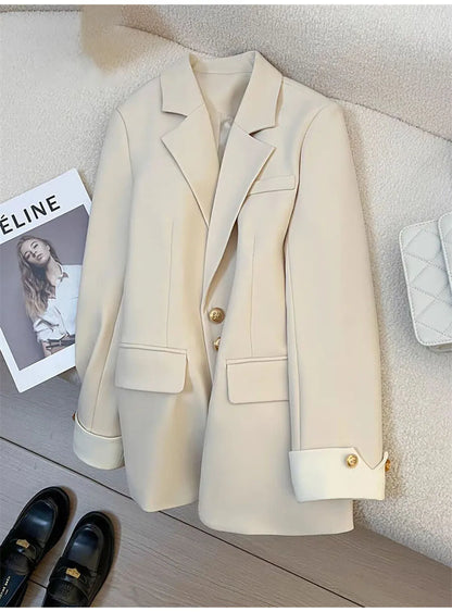 Autumn Winter Office Lady Blazer Jacket Women 2024 Fashion Long Sleeve Coat Woman Blazers Feminino New In Outerwears Casual