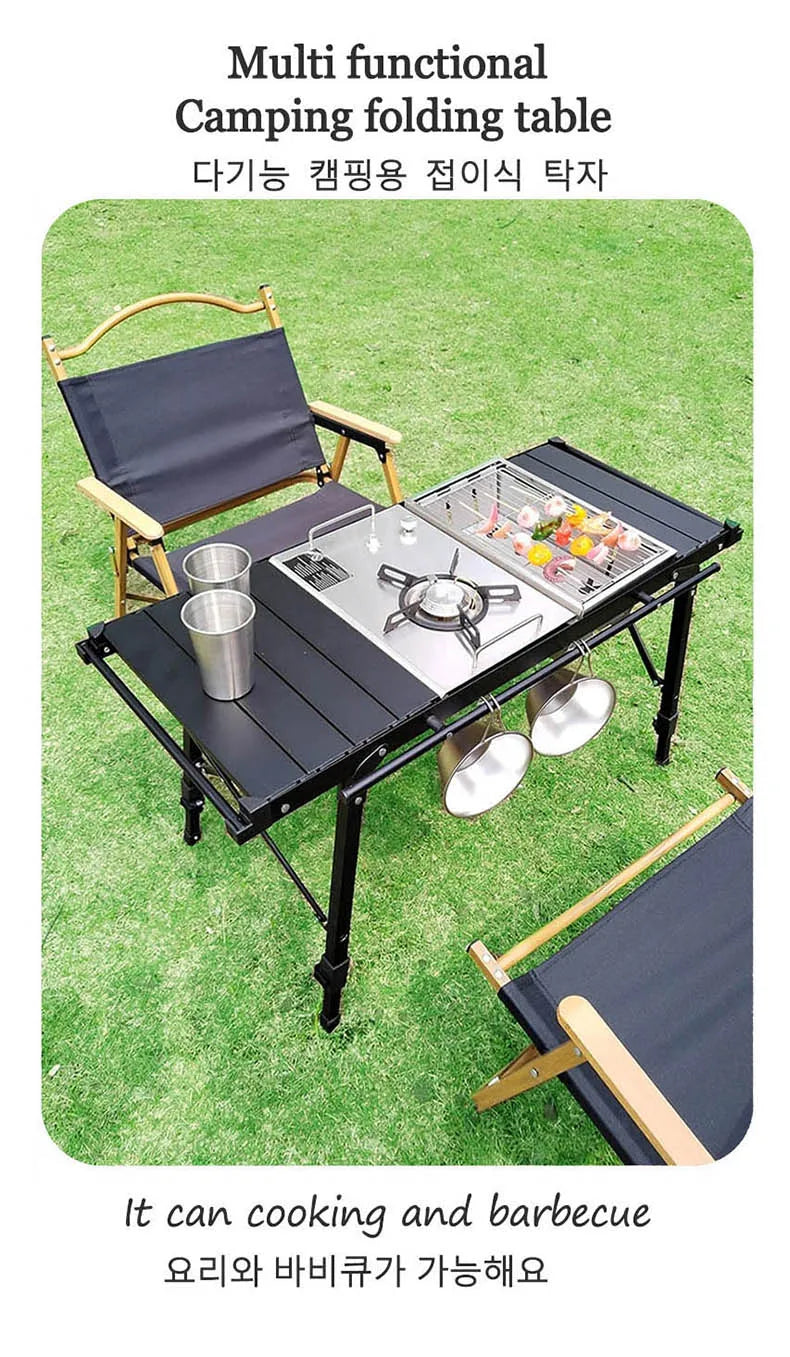 Lohascamping Camping Table IGT Folding multifunctional IGT table Full set roll Brazier table adjustable Desktop burner bbq table