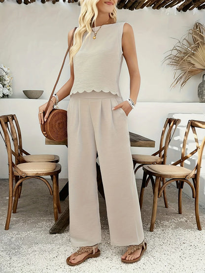 2025 Summer New Women's Fashion Sleeveless Tank Top Casual Pants Set