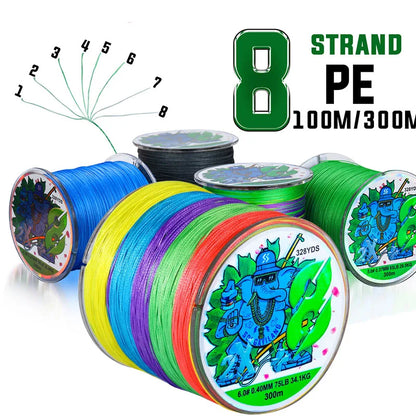 Sougayilang X8 300m Fishing Line 8 Strands Braided Fishing Line Abrasion Resistant Multifilament Carp Fishing Line 16-75LB