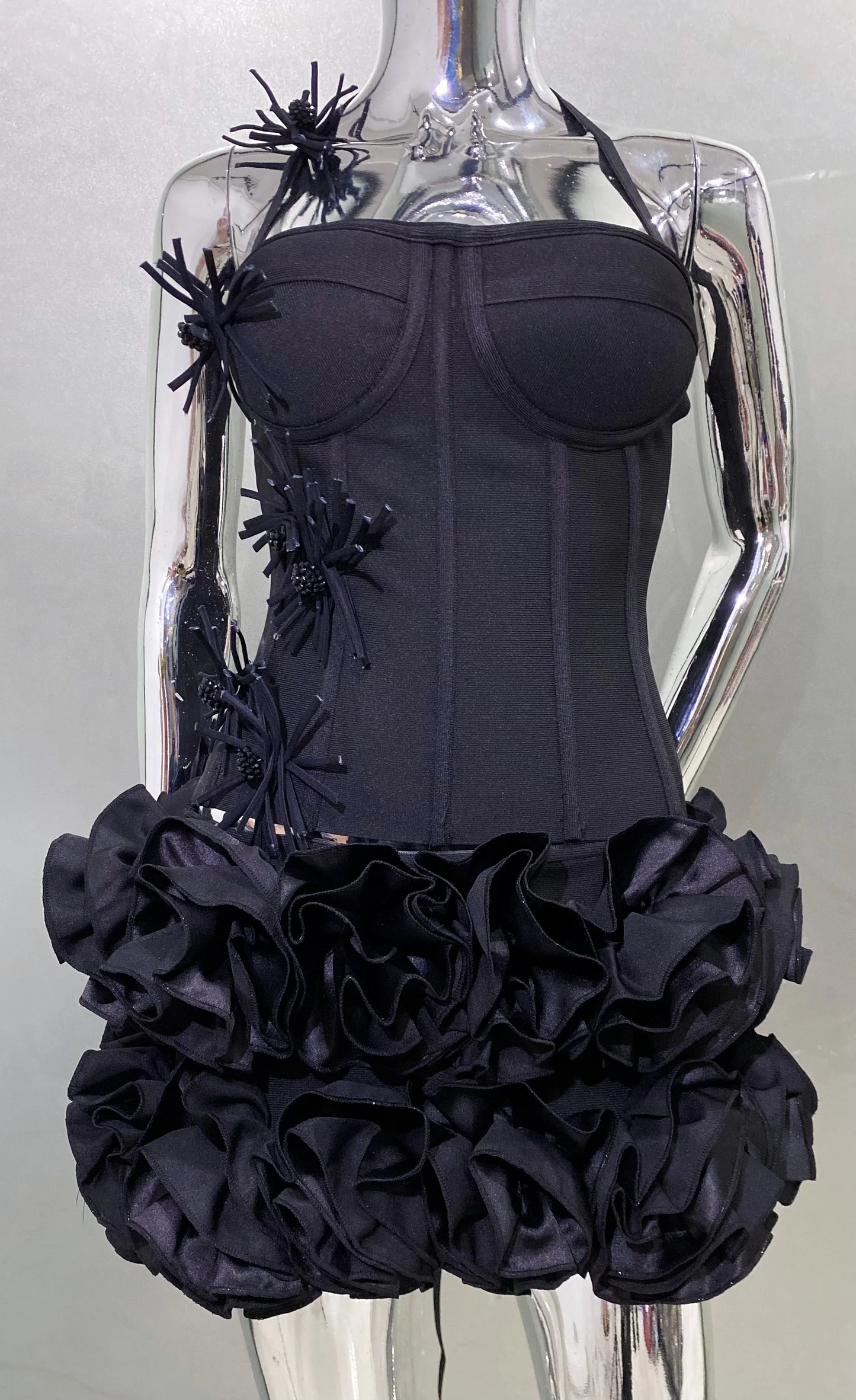Black Red Color Women Sexy Strapless Laced-up Tops Florlas Bodycon Mini Skirt Set Celebrate Birthday Party Cocktail Dress