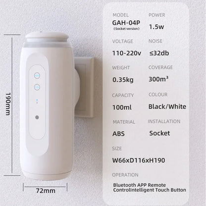 Waterless Essential Oil Diffuser Wall Plug Aroma Oil Diffuser Cool Mist Electric Scent Machine Smart Bluetooth Control For HomeElectric DiffusersGoWisse.com