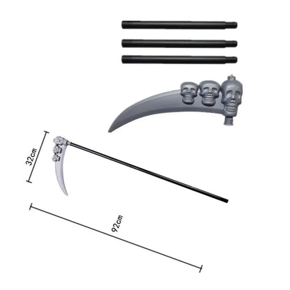 Kid Halloween Costume Set with Glowing Red Eyeglasses Skeleton Mask Death Cloak and Sickle Accessories for Scary Dress Up Partie