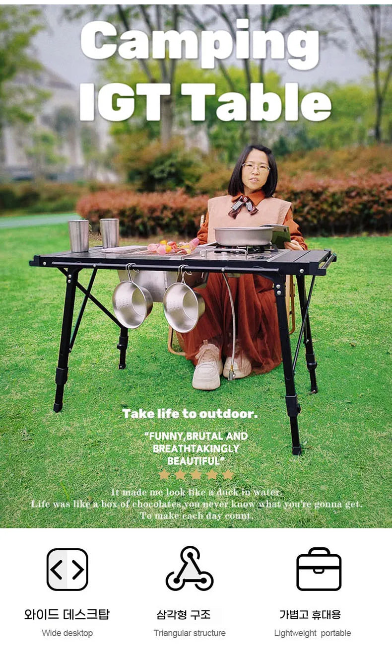 Lohascamping Camping Table IGT Folding multifunctional IGT table Full set roll Brazier table adjustable Desktop burner bbq table