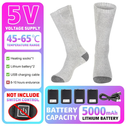 Winter Heated Sock Rechargeable Battery Stocking Men Women Electric Heating Ski Socks Sports Thermal Warmer Foot
