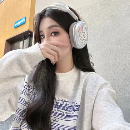 Cute Girl Pink Silk Bow Soft Headphone Earphone Case Cover Protector For Apple Airpods Max