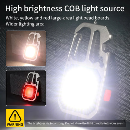 AmmToo Ultra Small Mini LED Light Rechargeable Keychain Light Outdoor Camping COB Work Light Portable Pocket Wrench Screwdriver