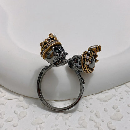 HUANZHI Retro Skeleton Hands Zircon Drop Earrings for Woman Hip-hop Golden Crown Skeleton Dangle Earrings Jewelry Wholesale Gift