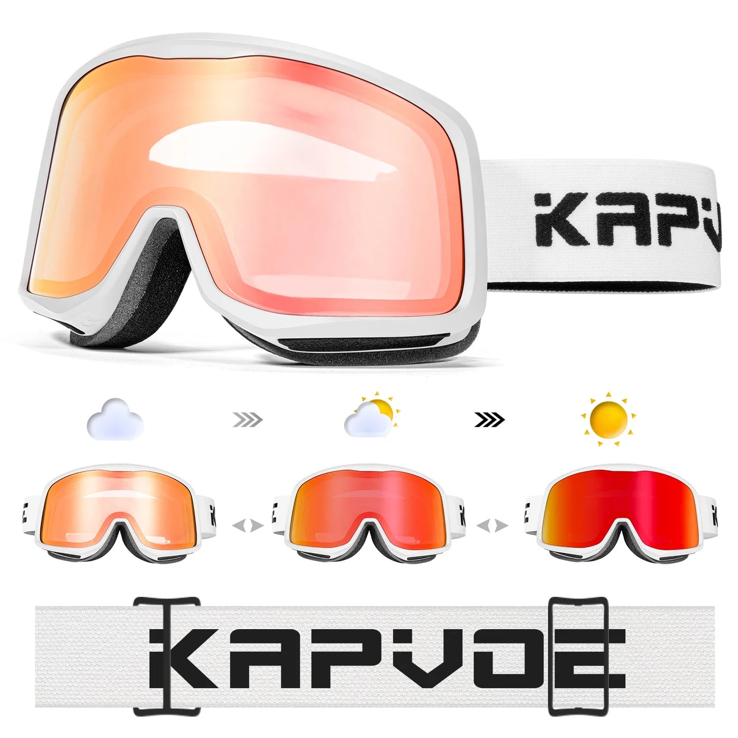 KAPVOE Sale OTG Photochromic Ski Snowboard Goggles Women Men Outdoor Sports Skiing Eyewear UV 400 Winter Snow Protection Glasses