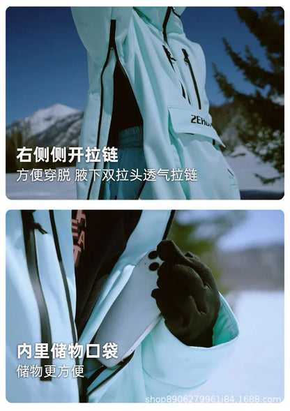 3L Ski Wear Women Man Hooded Sweater Reflective Trend Ski Coat Thickened Warmth and Waterproof Ski Equipment Ski Jacket Women