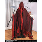 Halloween Hooded Cloak Medieval Renaissance Gothic Wizard Cape Grim Reaper Cosplay Costume for Adult Scythe Weapon Prop