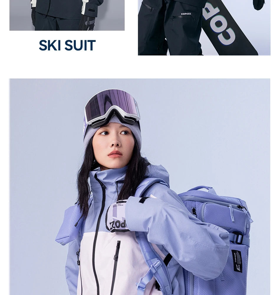 COPOZZ Skiing Coats Winter Warm Women Men Tracksuit Hooded Sports Snowboard Jacket Mountain Female Outwear Windproof Ski Clothes