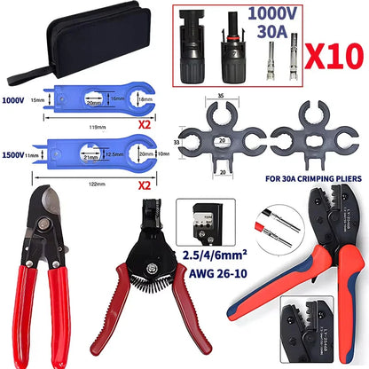 200/100/40/20/10 Pcs Photovoltaic Solar Connectors - 1000V 30A, 2.5/4/6mm² for PV/MC Cable, Panel Connectors Kit