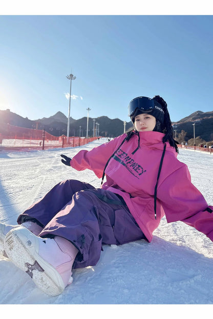 Men and Women's Oversized Ski Pants Waterproof Breathable Thermal Fleece Lining Snowboard Winter Overalls  Pants