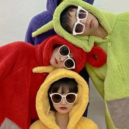 Adult Kids Costume Home 4 Colors Funny Tinky Winky Anime Tele baby tubbies Laa-Laa Po Soft Long Sleeves Piece Pajamas Costume