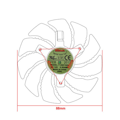 88MM T129215SU PLD09210S12HH 4Pin Cooling Fan For Gigabyte GTX 1050 1060 1070 960 RX 470 480 570 580 Graphics Card Cooler Fan