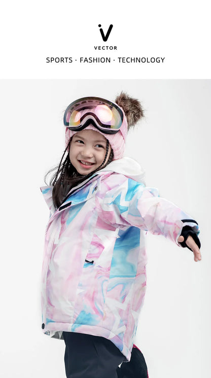 VECTOR Ski Professional Children's Ski Jacket Warm Waterproof Boys Girls Outdoor Skiing Snowboarding Winter Ski Kids