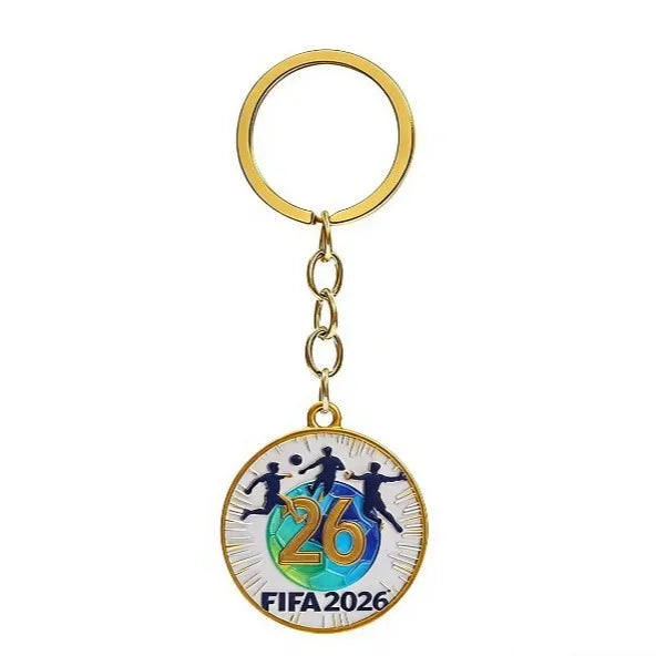 2026 FIFA World Cup Enamel Metal Keychain, UV Printed Soccer Key Ring, Football Fan Souvenir, Car Bag Pendant, Sports Gift