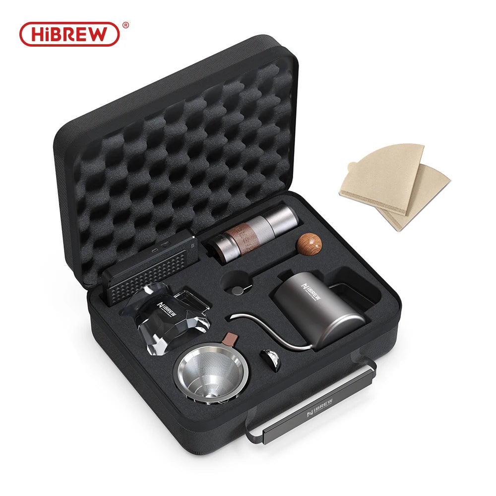 HiBREW Pour Over Coffee Kettles Manual Coffee Grinder Coffee Maker 8 pcs Set