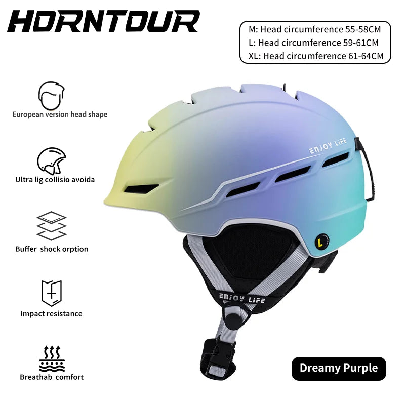 Horntour professional integrated ski helmet anti-collision warmth men and women outdoor single board double board ski equipment