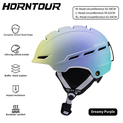 Horntour professional integrated ski helmet anti-collision warmth men and women outdoor single board double board ski equipment