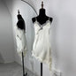 Sexy Irregular Satin Lace Dress Women Fashion V Neck Hem Suspender Mini Dresses 2025 New Fashion Party Vestidos Camisole Dress