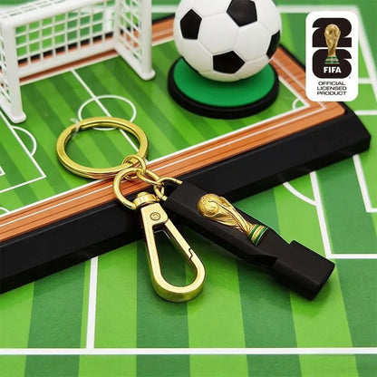 Official Licensed FIFA 2026 World Cup 2.5D Trophy Whistle Keychain USA Canada Mexico Football Fans Souvenir