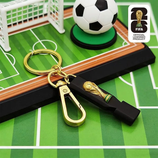 Official Licensed FIFA 2026 World Cup 2.5D Trophy Whistle Keychain USA Canada Mexico Football Fans Souvenir