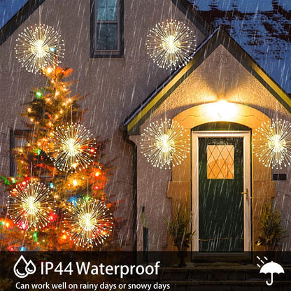 4PCS 360/480LED Solar Fireworks Lights Outdoor Waterproof Hanging 8 Modes Star Burst Light For Party Wedding Garden DIY Decor