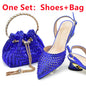 New Fashion Gold Color Shoes and Bags To Match Set Nigeria Party Women's Wedding Bag and Shoe Set Decorated with Rhinestone