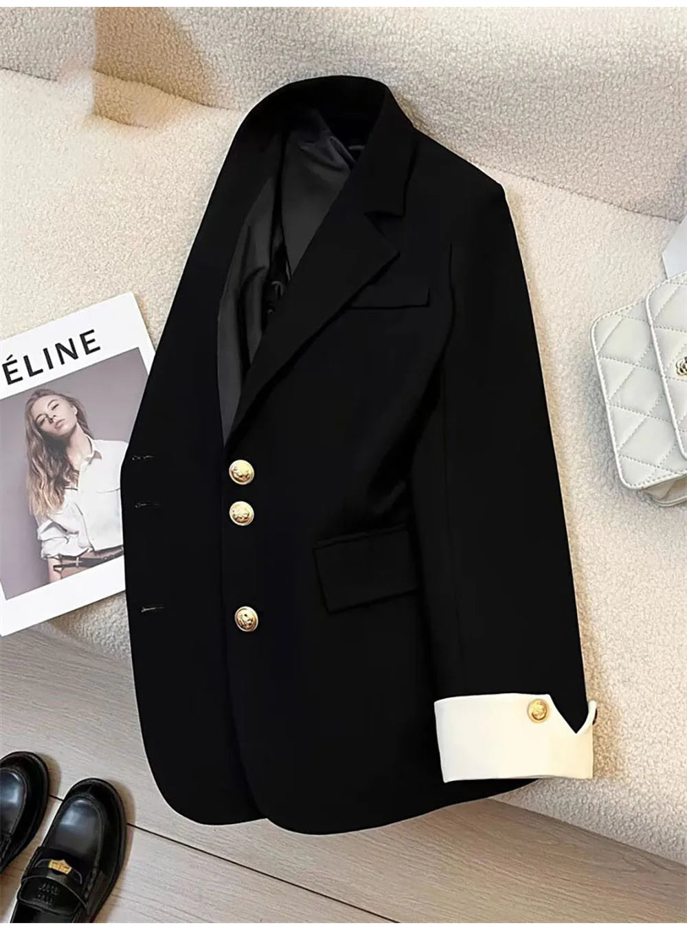 Autumn Winter Office Lady Blazer Jacket Women 2024 Fashion Long Sleeve Coat Woman Blazers Feminino New In Outerwears Casual