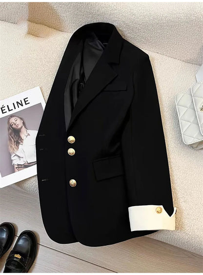 Autumn Winter Office Lady Blazer Jacket Women 2024 Fashion Long Sleeve Coat Woman Blazers Feminino New In Outerwears Casual