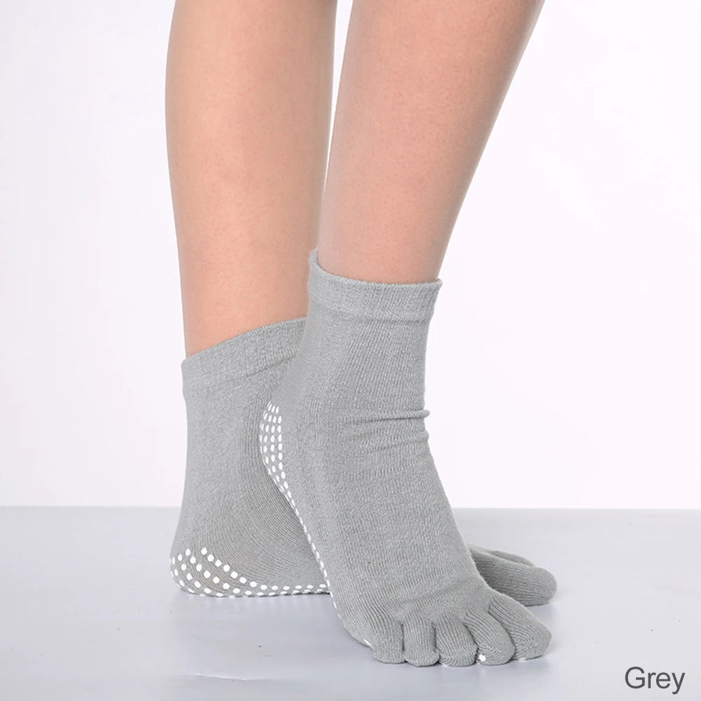 Women Colorful Yoga Socks Non-Slip Ladies Dance Socks Cotton Healthy Sports Five-toed Socks