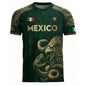 2026 New Summer Mexico Soccer Jersey Men Black Gold Design with Aztec Eagle Snake Print and Mexican Flag for Football Fans