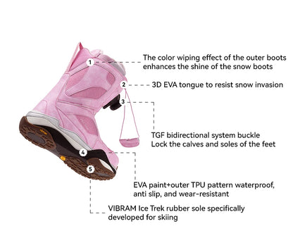 VECTOR Professional Women Man Ski Shoes Warm Waterproof Snowboard Boots Non-slip Leather Breathable Snow Ski Boots Ski Equipment