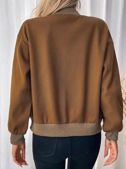 Women's Jacket Autumn Winter New Solid Color Baseball Collar Long Sleeve Casual Pocket Design Single-Breasted Daily Jacket