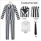 Anime Cosplay Beetle Juicee Men Black and White Striped Suit Scary Halloween Costumes Tie Shirt for Cosplay Party