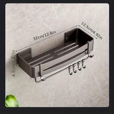 1pc Non-Drill Aluminum Bathroom Storage Rack - Wall-Mounted Corner Shelf for Shampoo, Makeup, and Accessories